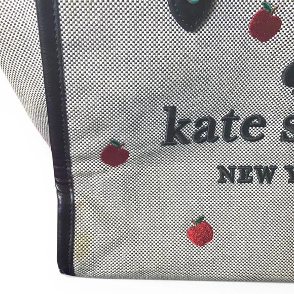 KATE SPADE - New York Ella Apple Tote Bag Top Handle Bag Blk/White/Red - Picture 6 of 6
